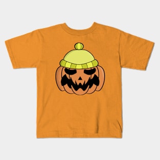 Halloween pumpkin wearing a hat Kids T-Shirt